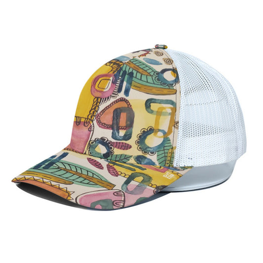 Botanicals 1 - Trucker Hat With White Half-mesh